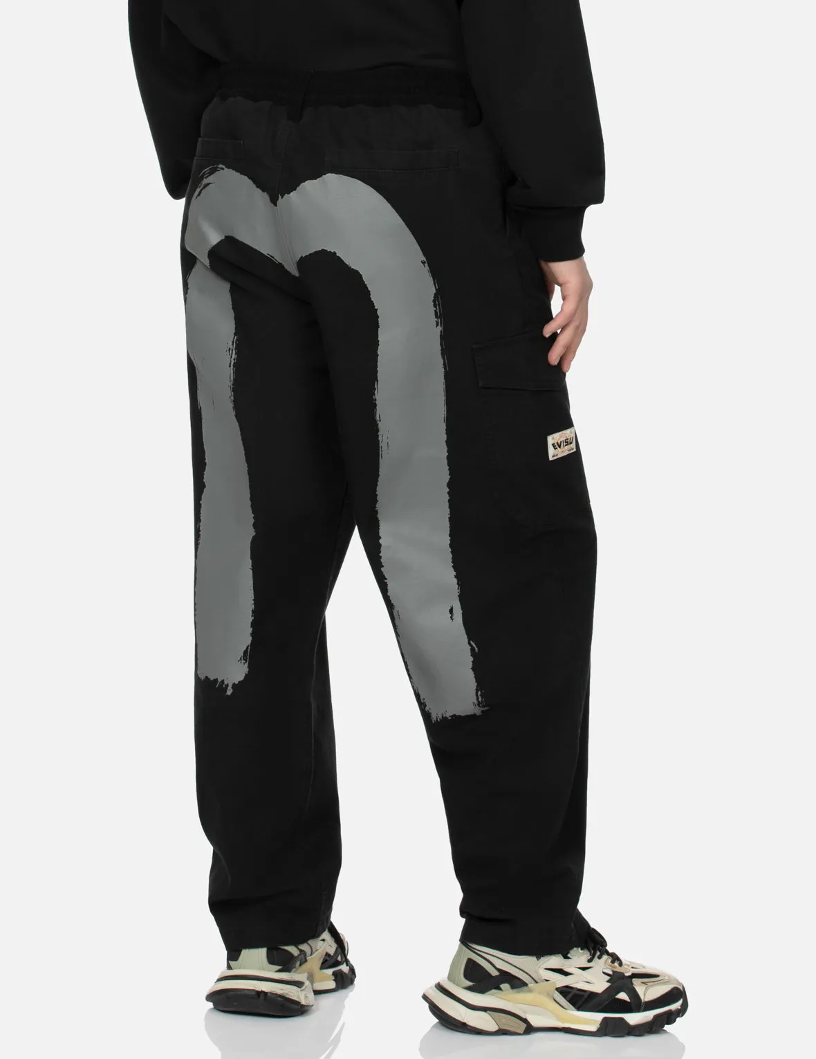 Hand Brush Daicock Print Baggy Pants