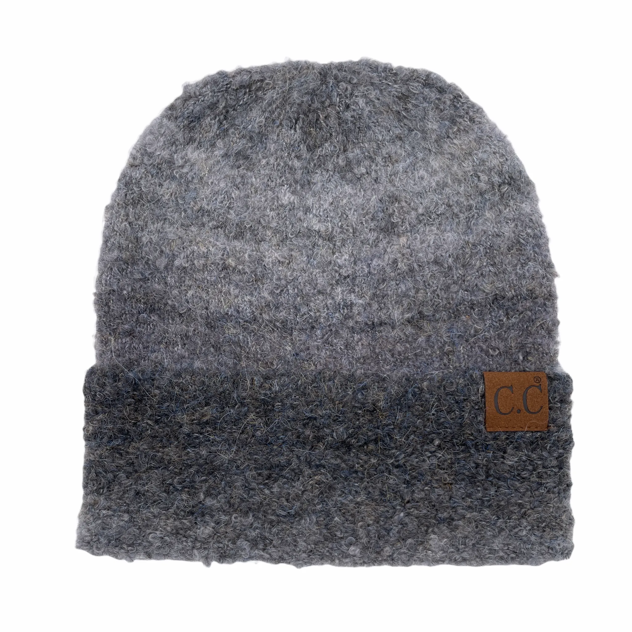 HAT-2082 Multi Ombre Mohair Beanie Black Mix