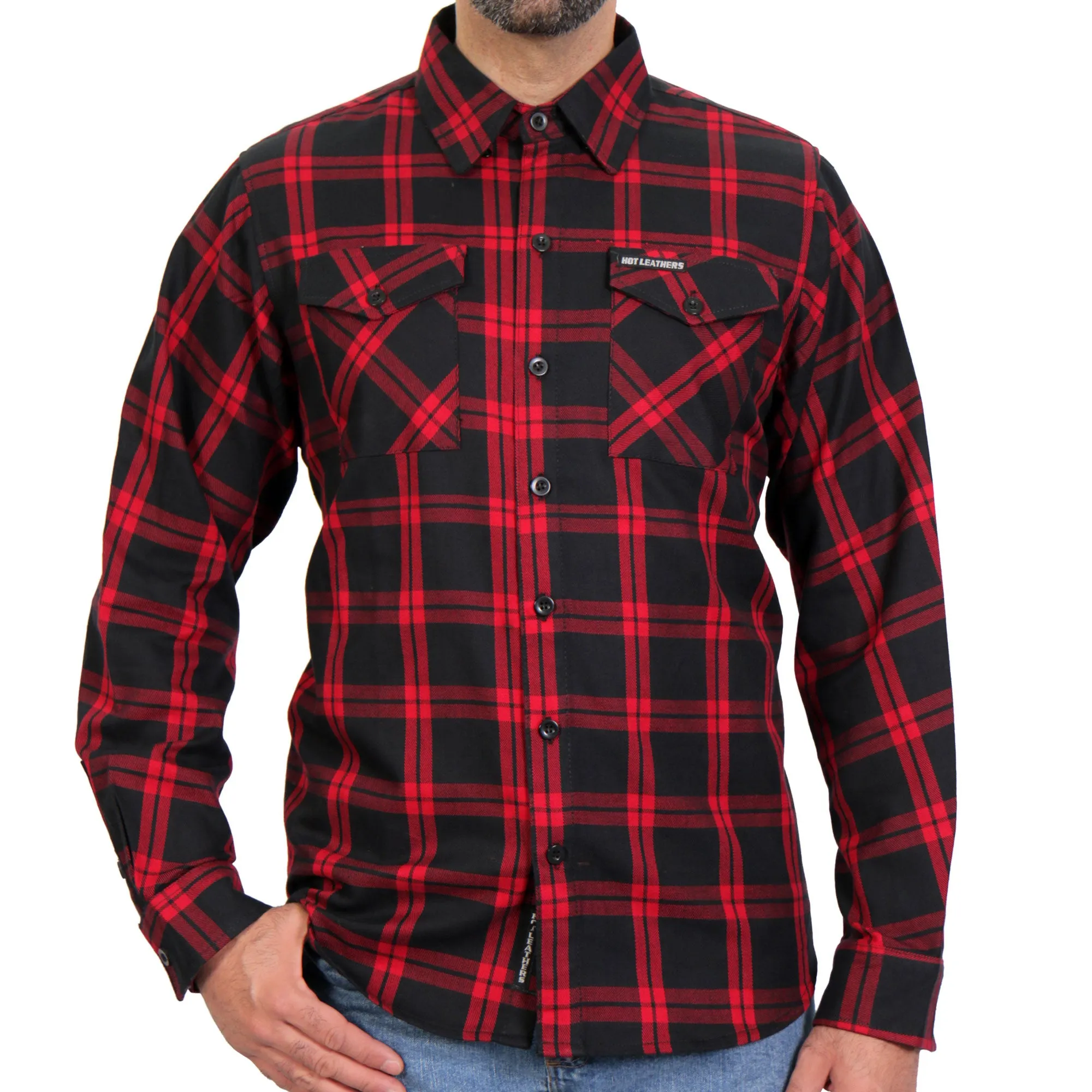 Hot Leathers FLM2021 Men's 'Red and Black' Flannel Long Sleeve Shirt