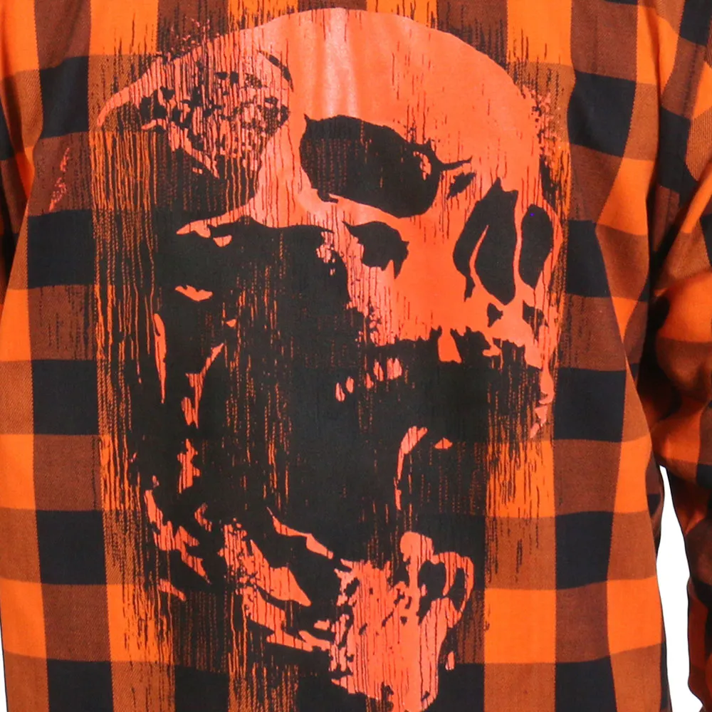 Hot Leathers FLM2108 Men's 'Ancient Skull' Flannel Long Sleeve Shirt