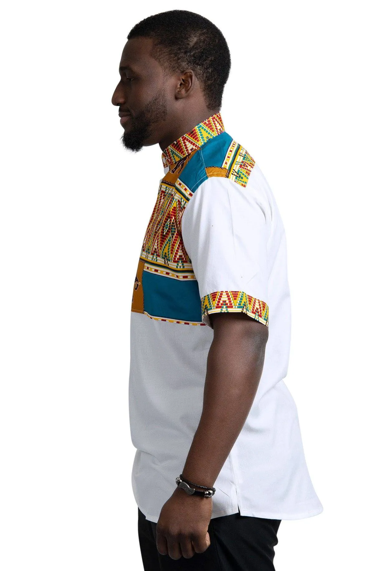 Kayobe African Print Shirt for Men - Blue & White