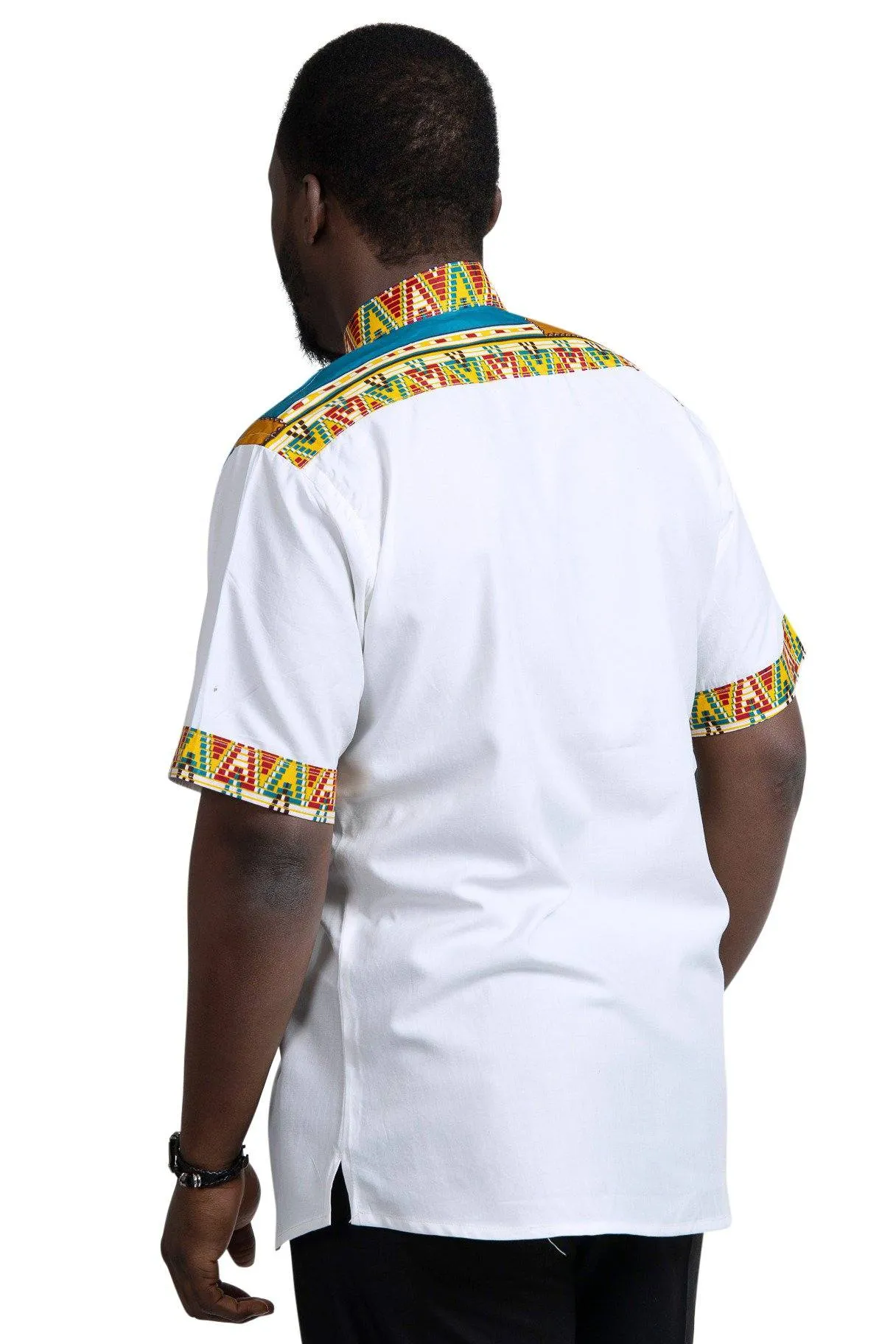 Kayobe African Print Shirt for Men - Blue & White