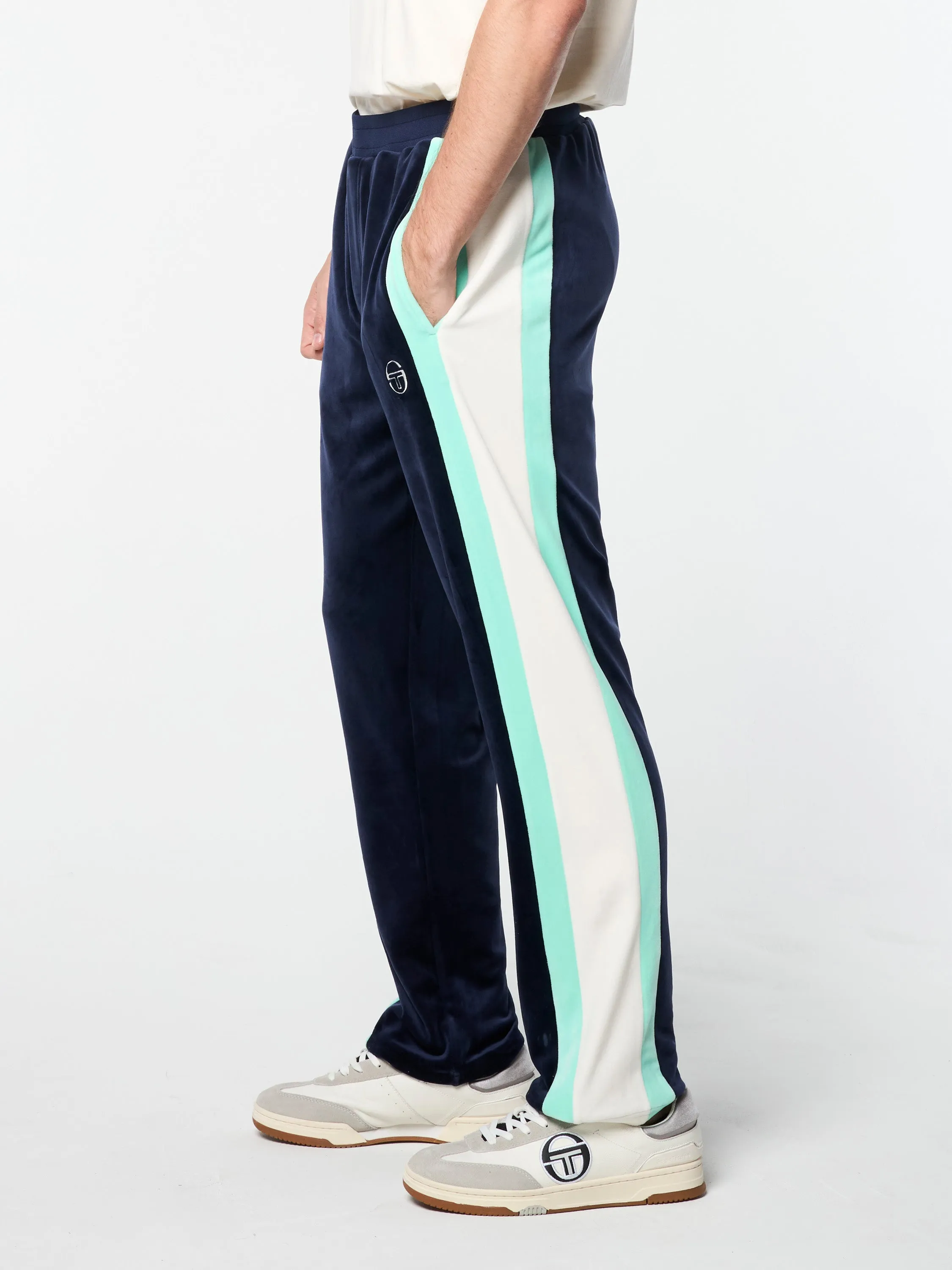 Lazaro Velour Track Pant- Maritime Blue