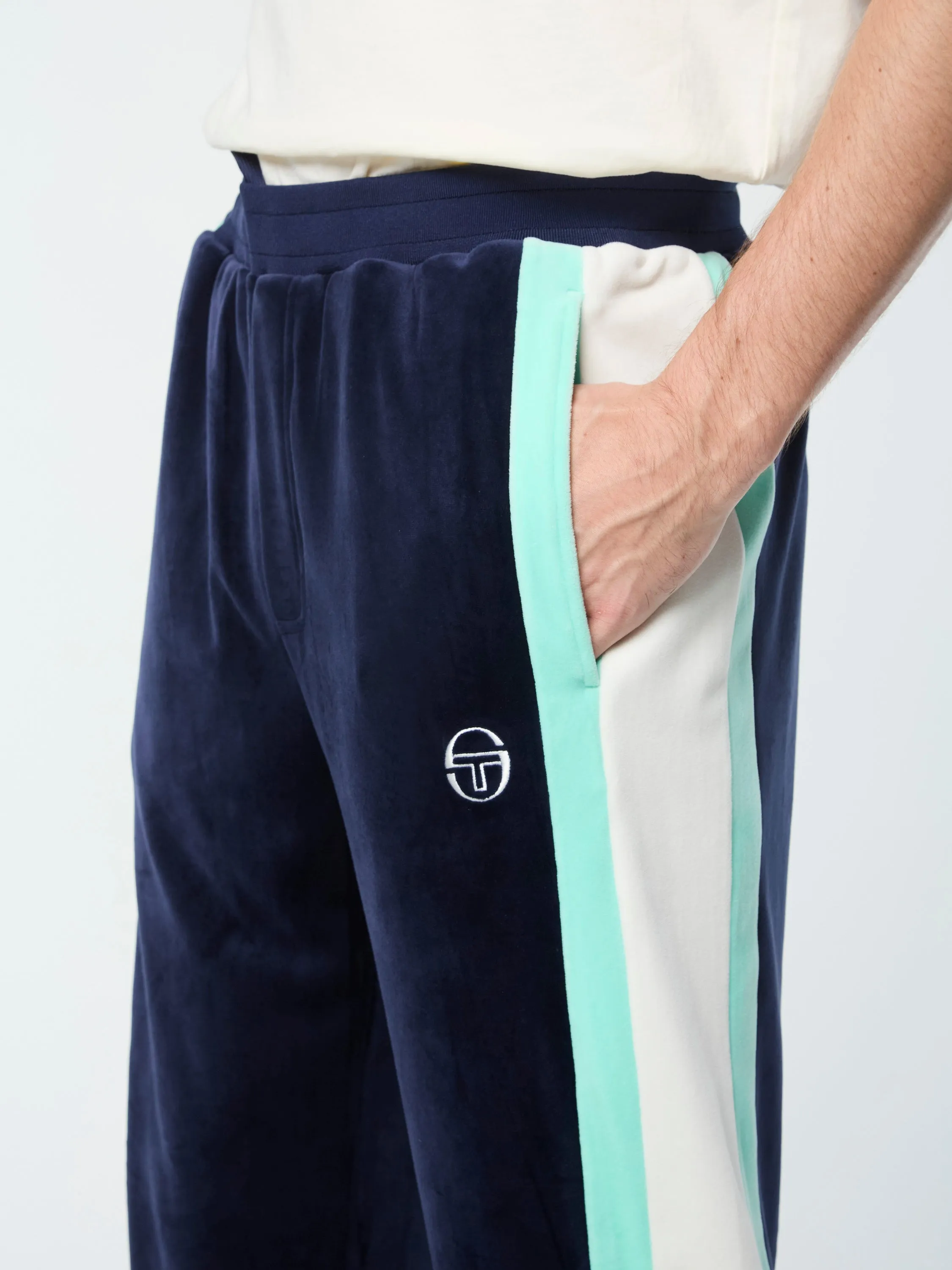 Lazaro Velour Track Pant- Maritime Blue