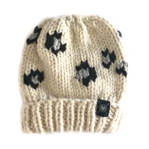 Leopard Beanie in Winter White