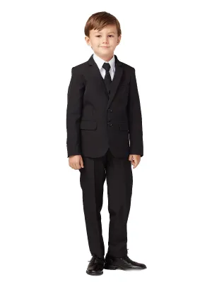 Little Boys Black Slim Fit Jacket Vest Pants Suit 2T-7