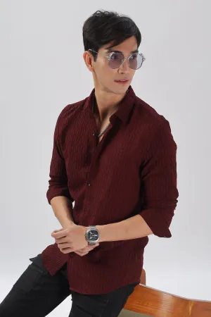 Maroon - Modern Fit Textured Shirt