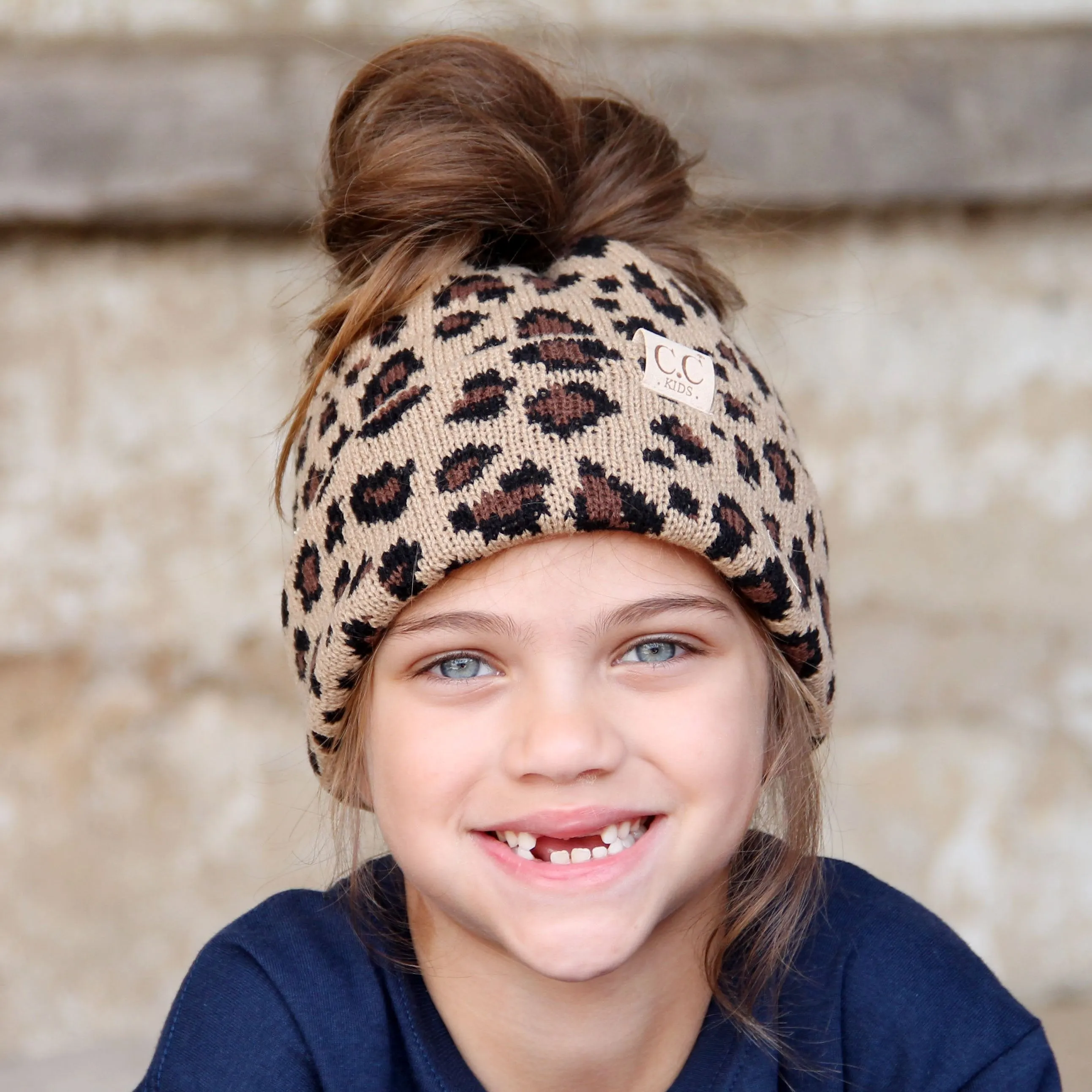 MB-45KID-Leopard Kid Messy Bun