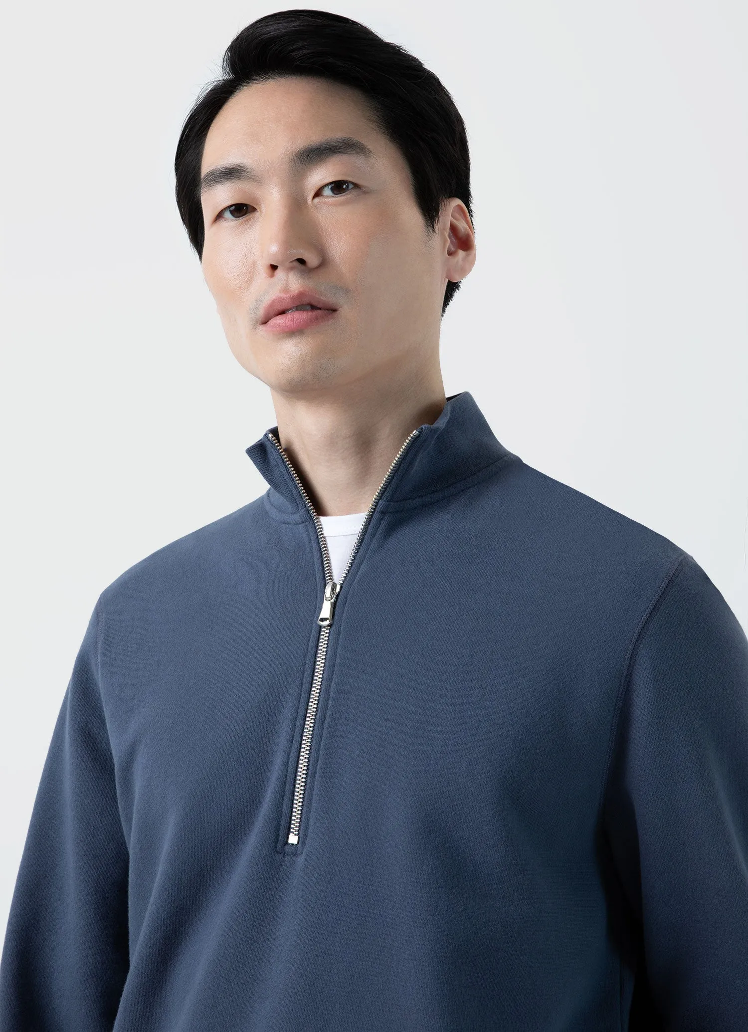 Men's Half Zip Loopback Sweatshirt in Slate Blue