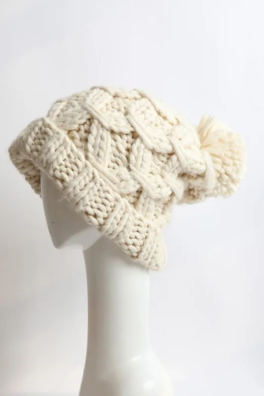 Oversized Chunky Knit Pom Beanie