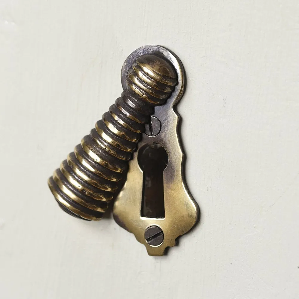 Polished Antique Brass Reeded Beehive Escutcheon