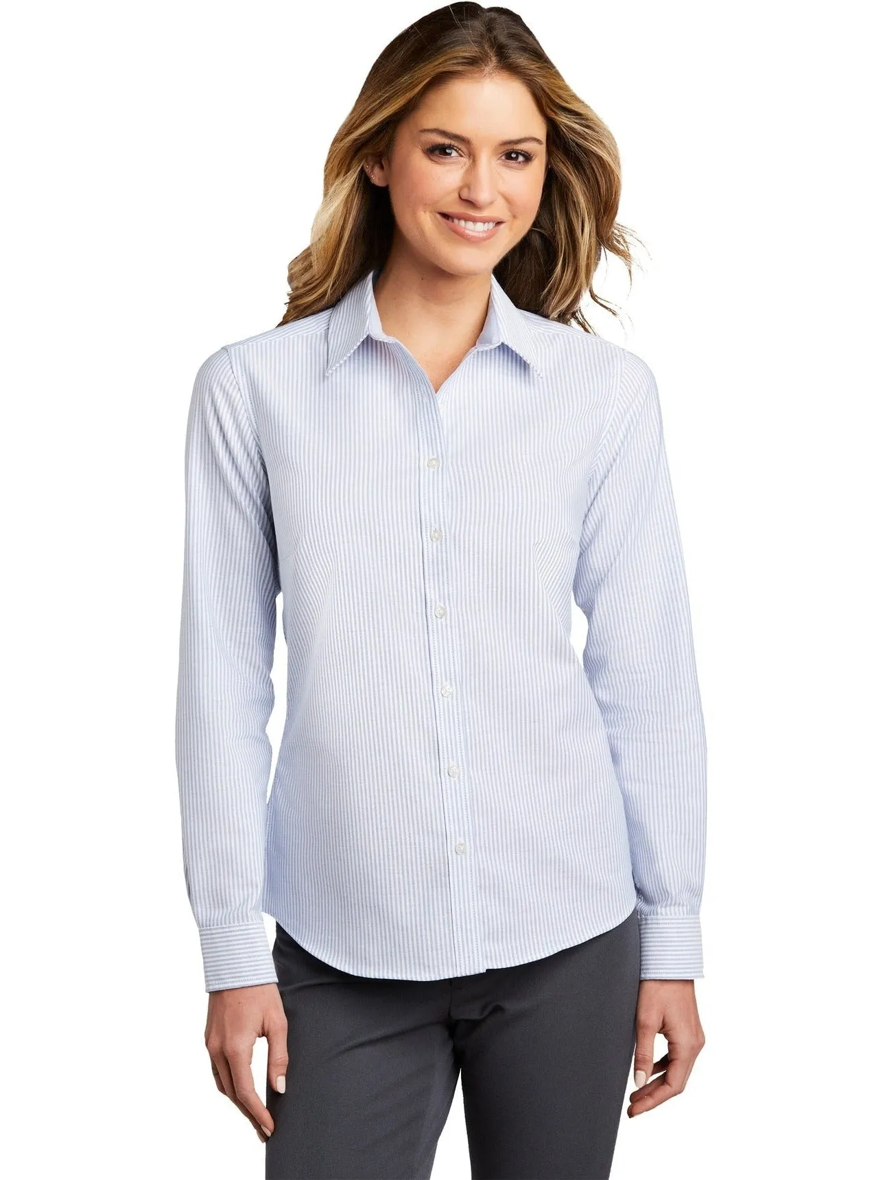 Port Authority Ladies SuperPro Oxford Stripe Shirt