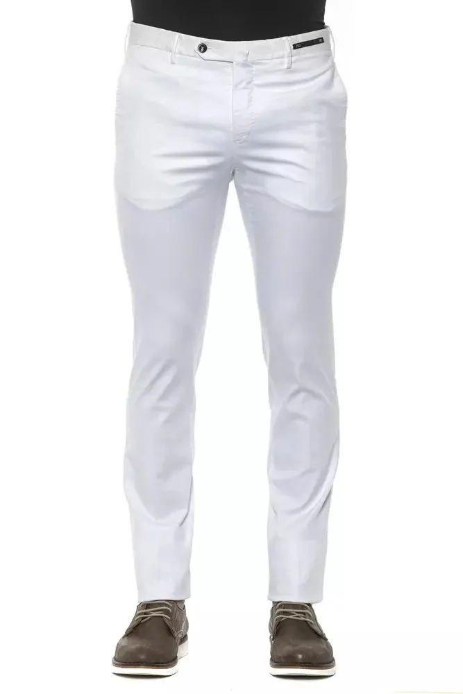 PT Torino White Cotton Men Trousers