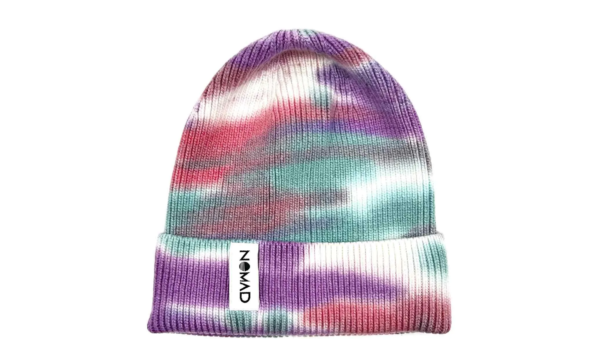 Purple, Green, Orange Tie-Die Beanie