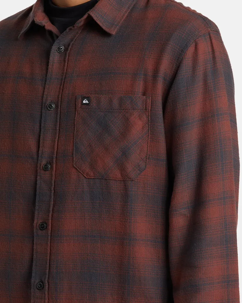 Quiksilver Lago Stretch Flannel L/S Shirt-Brown Stone