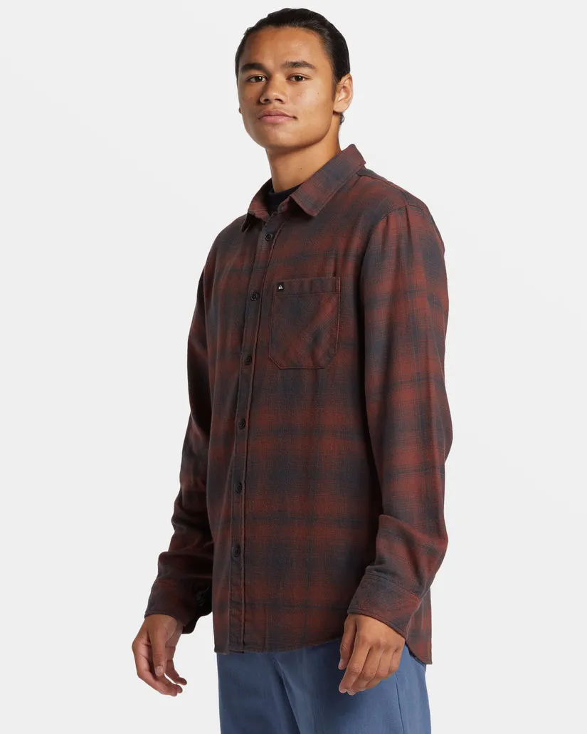 Quiksilver Lago Stretch Flannel L/S Shirt-Brown Stone