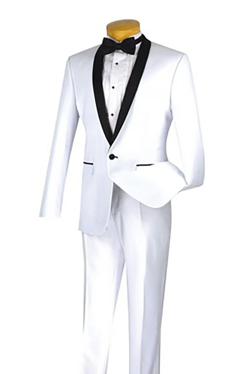 "Sleek" White Vinci 1-Button Shawl Tuxedo (2-Piece Set)