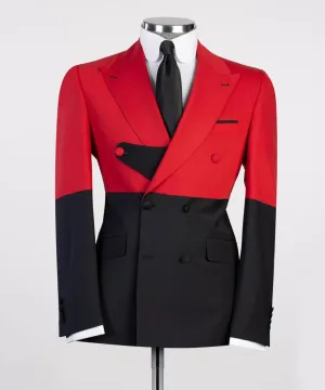 Red and Black Double-Breasted Suit