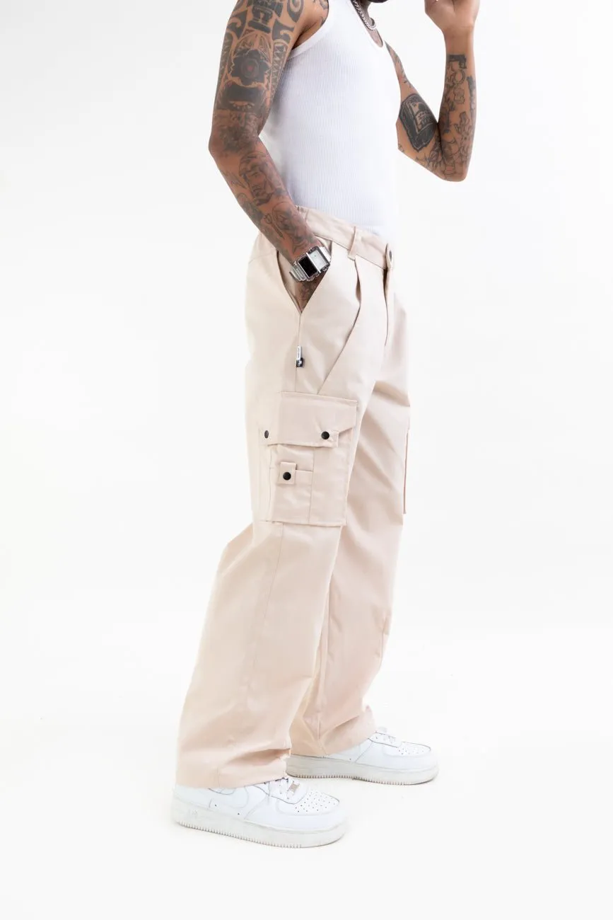 Ripstop Wide Leg Cargo Pants // Beige