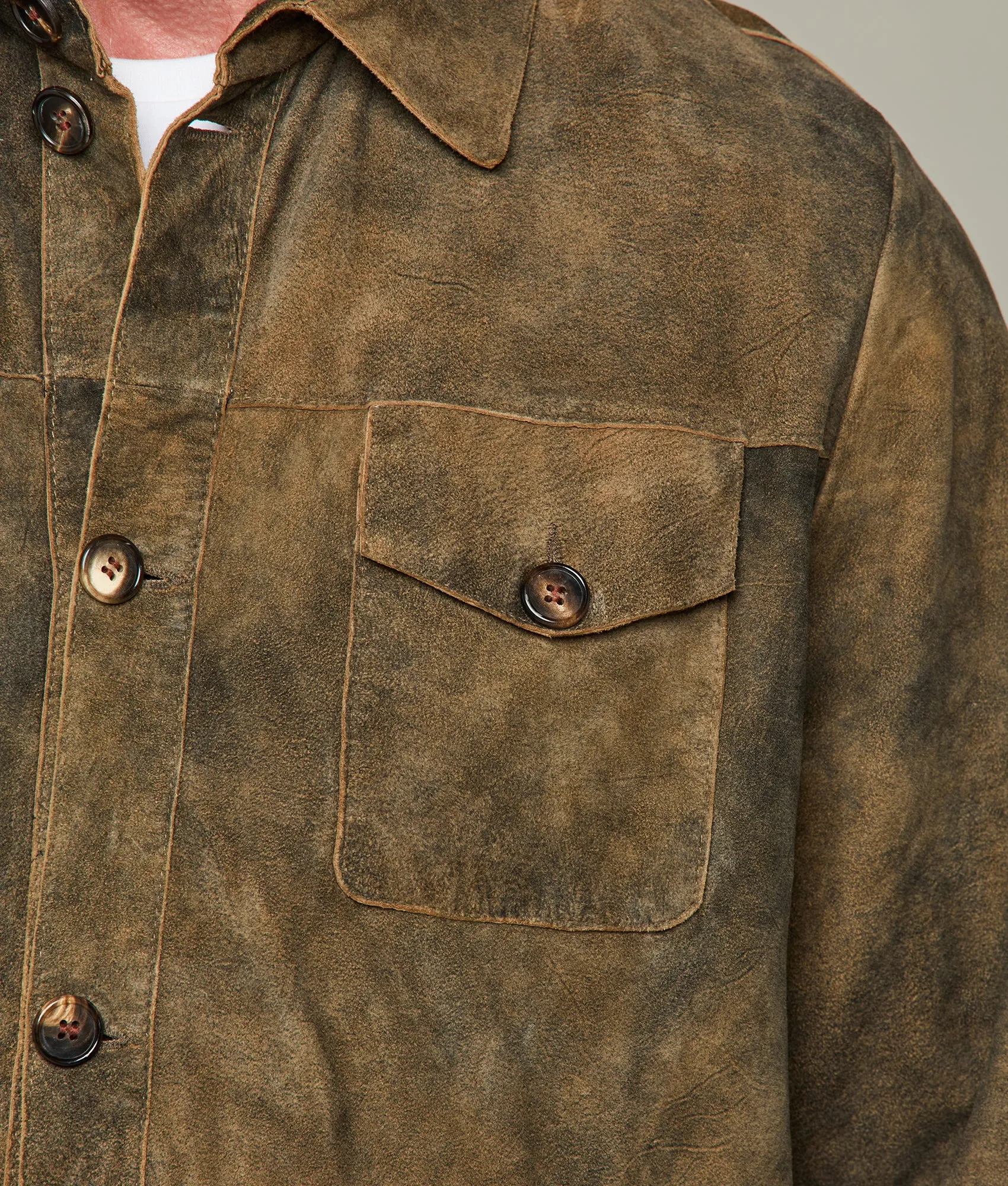 Rugged Suede Shacket :: Brown