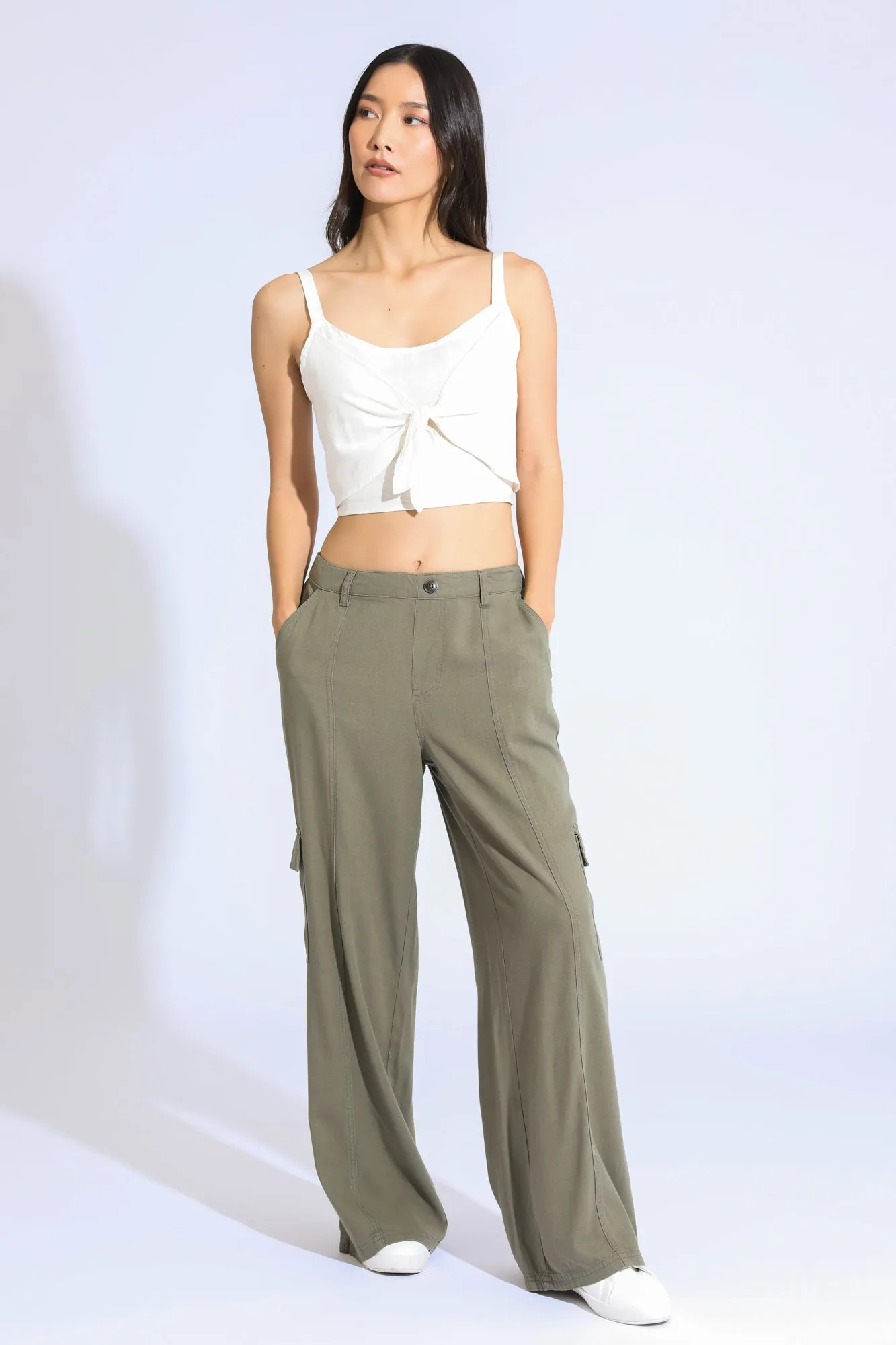 SEAMED CARGO PANT - LIGHT OLIVE