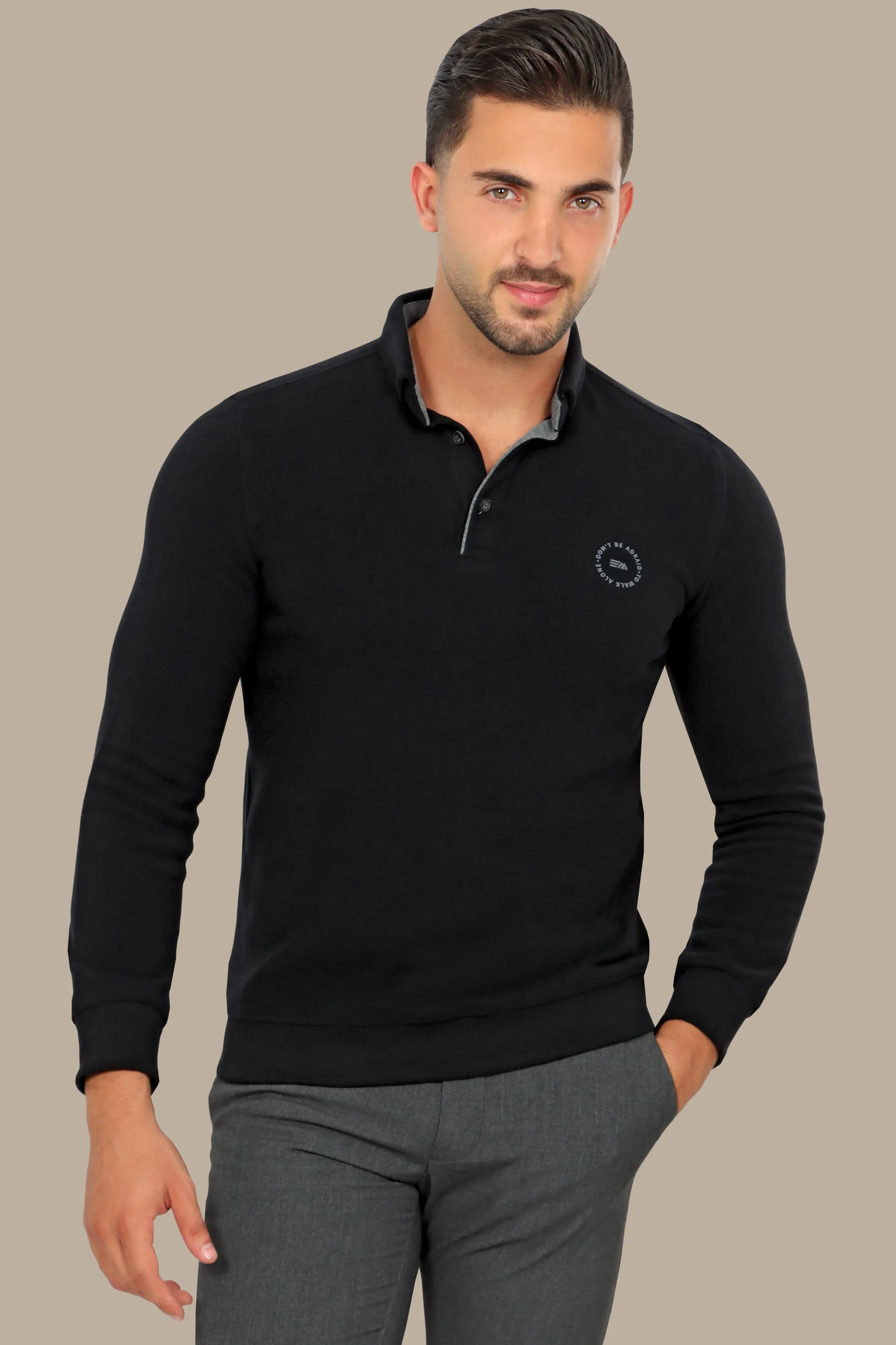 Sleek Elegance: Black Velvet Polo