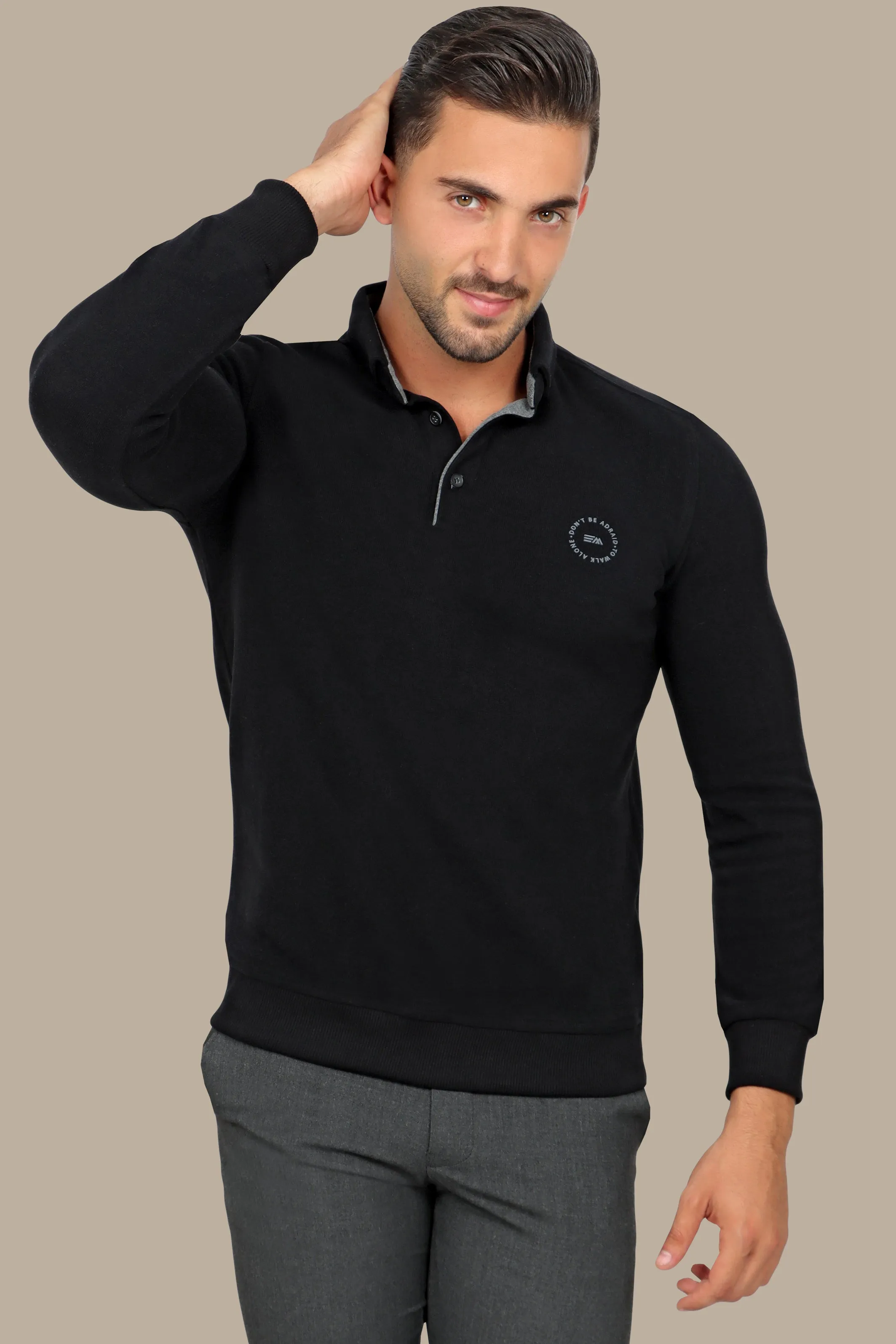 Sleek Elegance: Black Velvet Polo