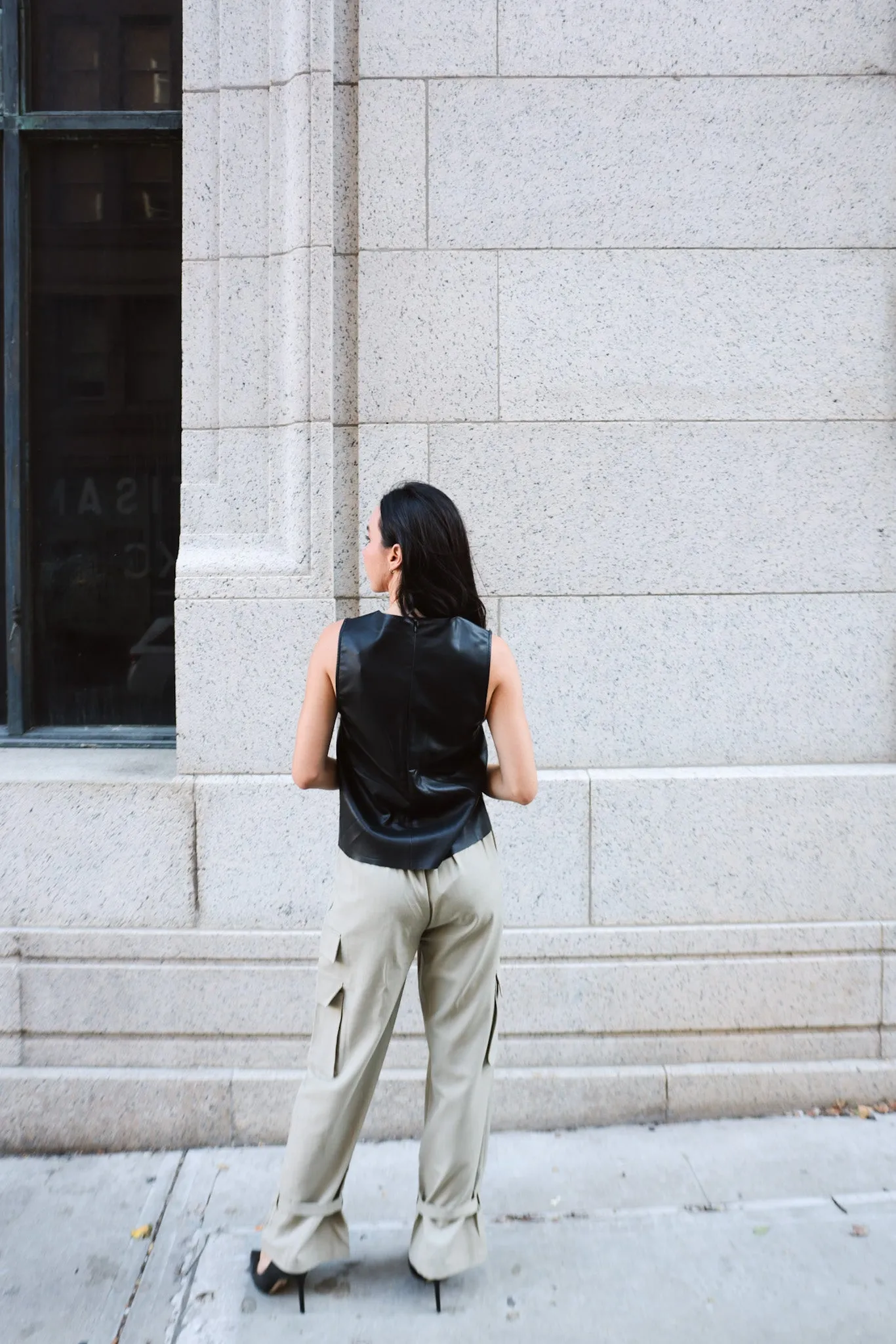 Sleek Faux Leather Sleeveless Top