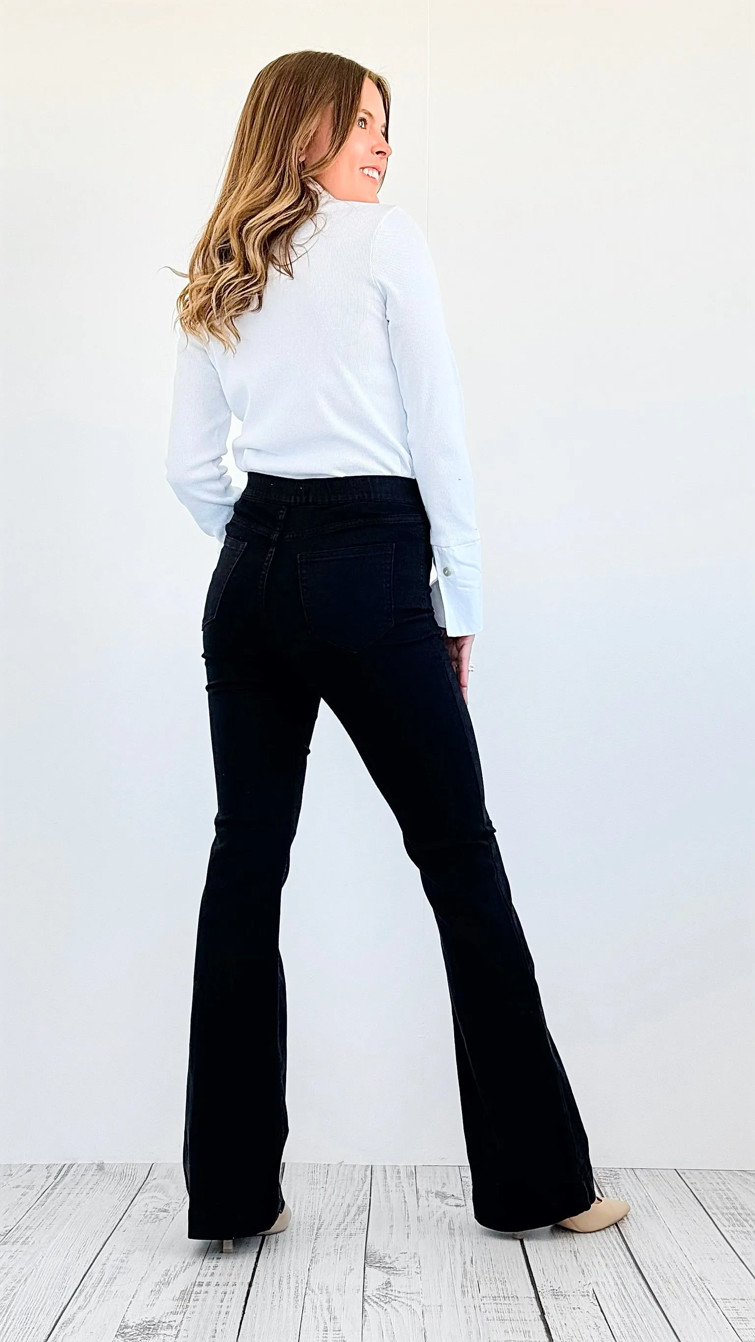 Sleek High-Waist Flared Trousers