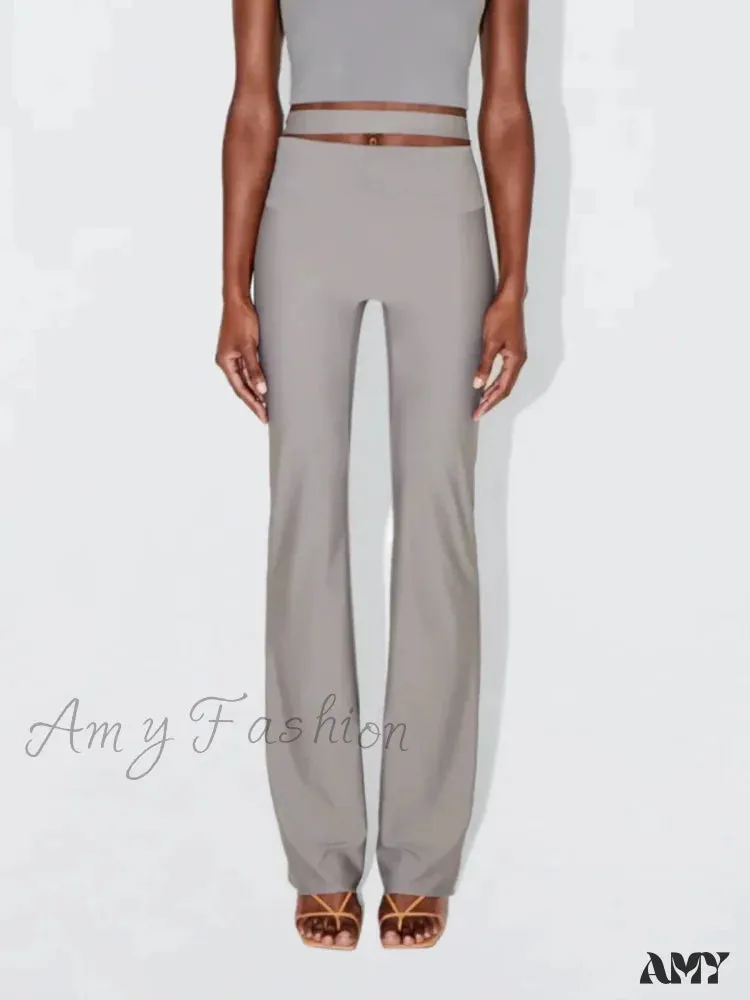 Sleek Stretch Cutout Foldover Trouser