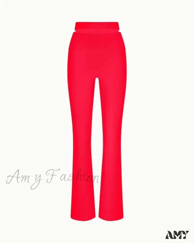 Sleek Stretch Cutout Foldover Trouser