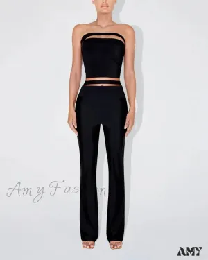 Sleek Stretch Cutout Foldover Trouser