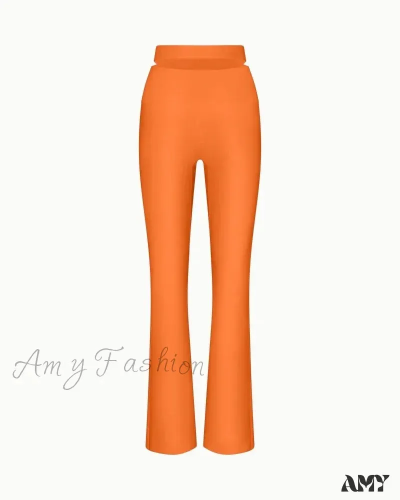 Sleek Stretch Cutout Foldover Trouser