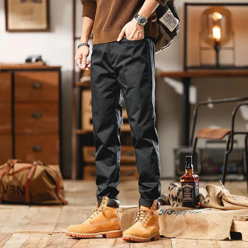 Solid Color Business Style Slim-Fitting Long Pants