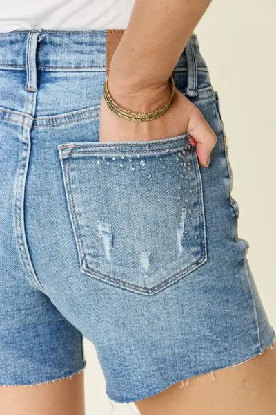 Sweetheart Rhinestone Denim Shorts