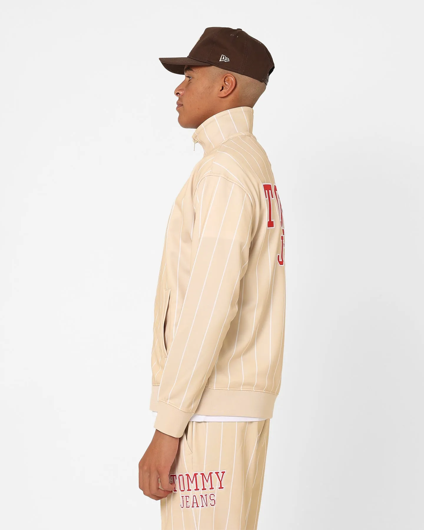 Tommy Jeans Relaxed Pinstripe Track Jacket Classic Beige