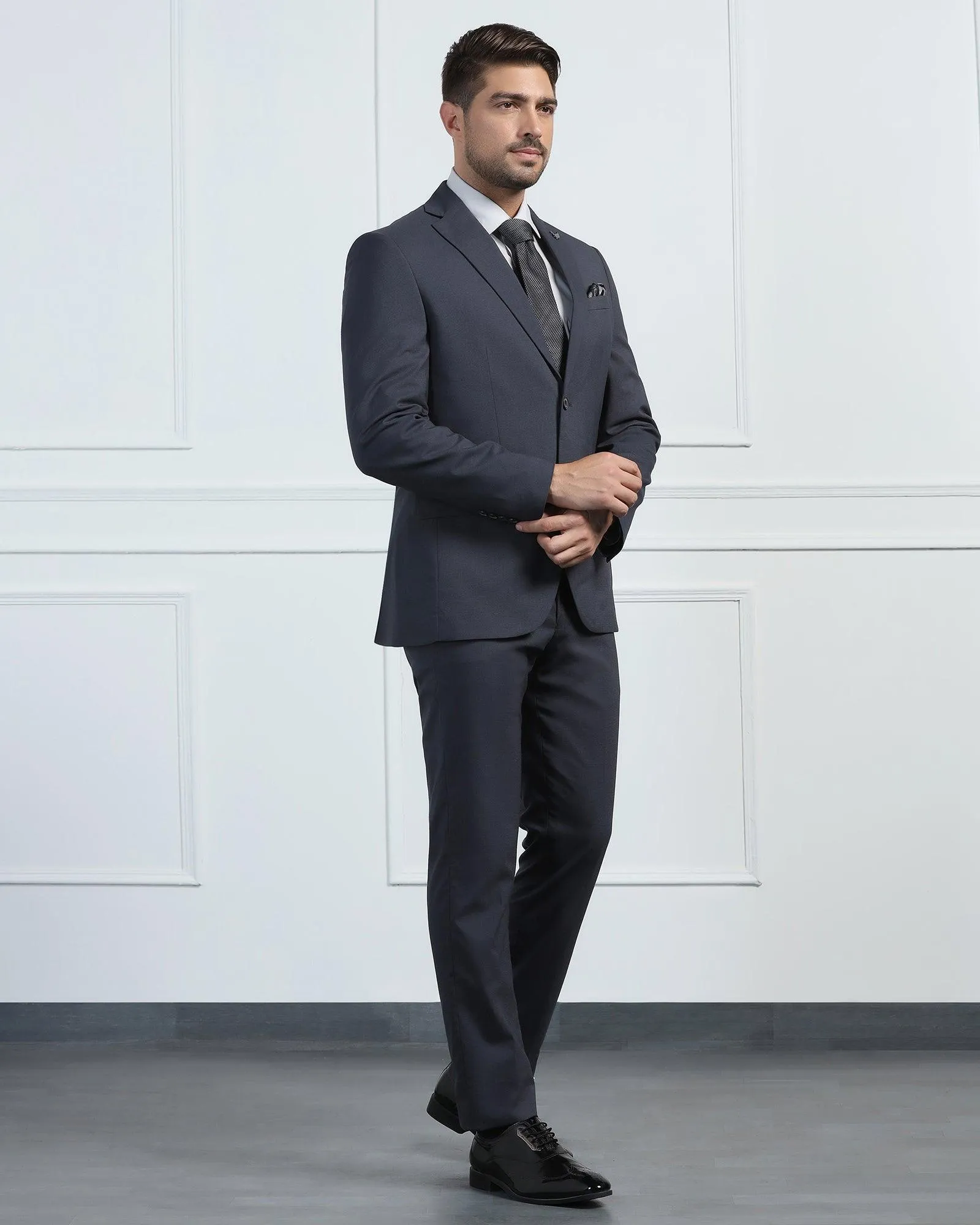 Two Piece Charcoal Textured Formal Suit - Pax