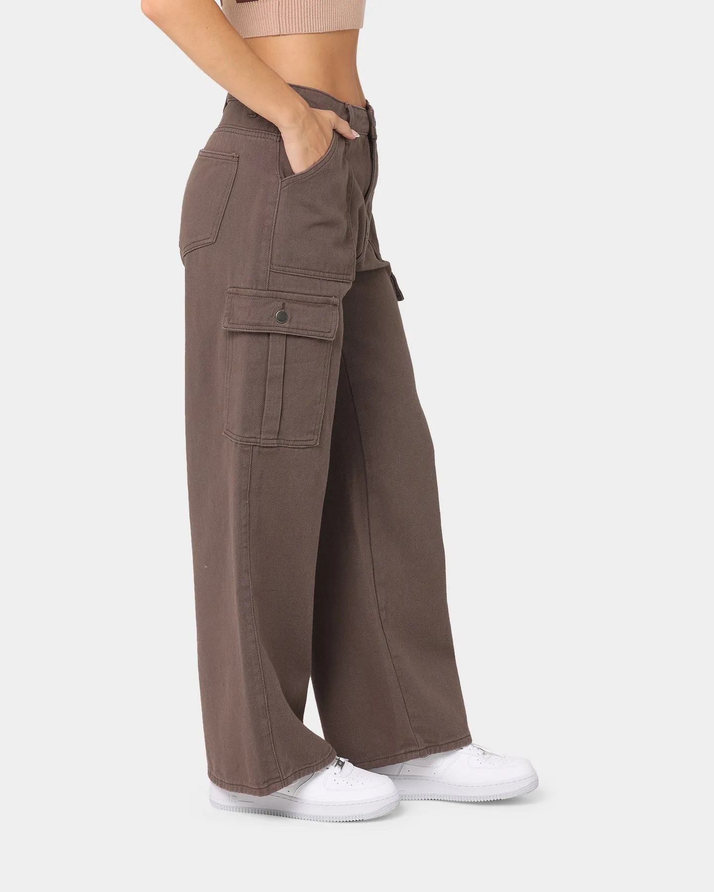 XXIII Women's Poppy Wide Leg Cargo Pants Brown