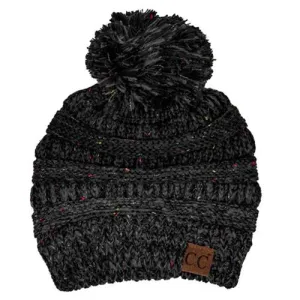 YJ-817 Ombre Speckled Pom Beanie - Black