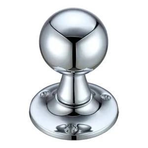 Zoo Ball Mortice Knob Furniture 60mm Rose dia.-Polished Chrome