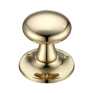 Zoo Mushroom Mortice Knob Furniture 60mm Rose dia.-Polished Brass