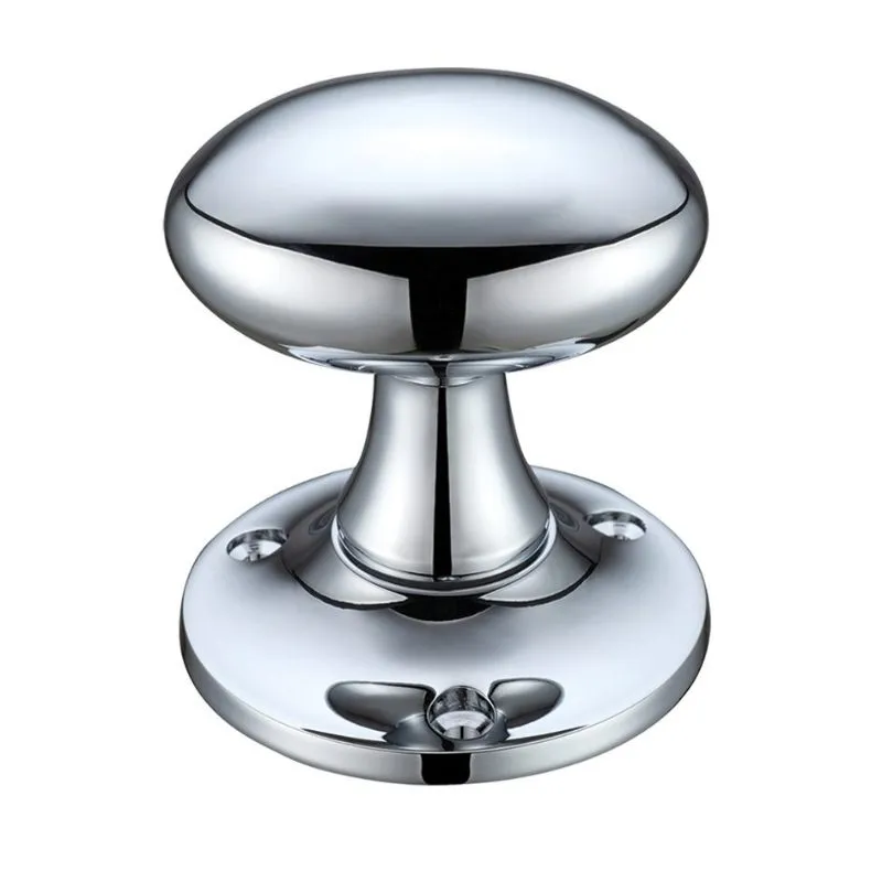 Zoo Oval Mortice Knob Furniture 60mm Rose dia.-Polished Chrome