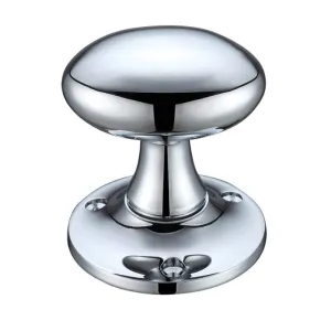 Zoo Oval Mortice Knob Furniture 60mm Rose dia.-Polished Chrome